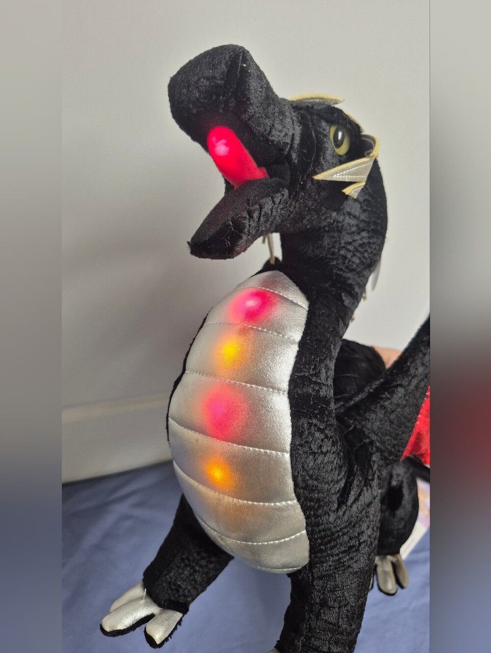 Douglas The Cuddle Toy Ember Black Dragon Plush w/light, sound & motion 20" NWT